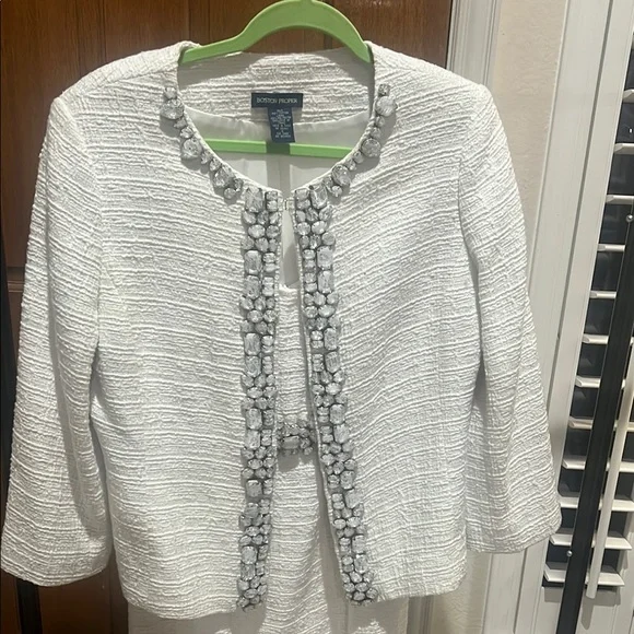 Boston Proper White Textured Blazer and dress Set 16 formal - Picture 3 of 8